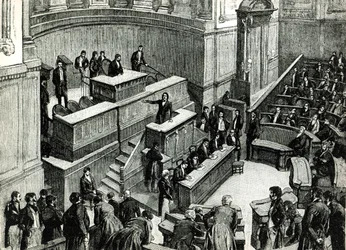 Victor Hugo (1802-85) à la Chambre des pairs, vers 1885