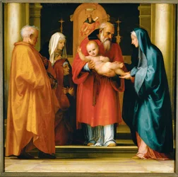 La présentation de Jésus au Temple (huile sur bois de peuplier)