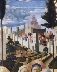 Paysage avec vue de Jérusalem et du temple de Salomon (détail)