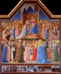 Le Couronnement de la Vierge (prédelle de scènes de la vie de Saint Dominique)