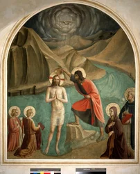 Le baptême du Christ par Saint Jean Baptiste - fresque par Guido di Pietro