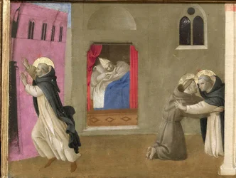 Le rêve du pape Innocent III. Polyptyque de Cortona (détail), vers 1437