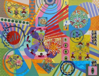 Dans mon jardin, il y a beaucoup de couleurs, 2024 (technique mixte sur toile)