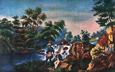 Le ruisseau à truites, publié par Currier & Ives