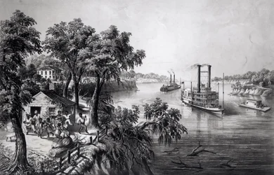 Basse eau dans le Mississippi, publié par Currier and Ives, 1867