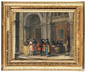 Figures masquées prenant un café au Caffè Florian, Venise