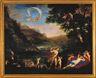 Adonis conduit pres de Venus par les Amours - les dieux de l