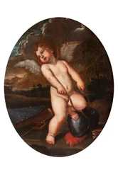 Putto Alato brise les instruments de Minerve