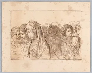 Huit têtes, hommes et femmes