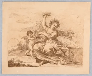 Flore, avec un Cupidon