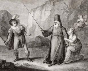 Prospero désarmant Ferdinand. Shakespeare. La Tempête