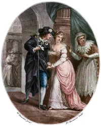 Scène de Roméo et Juliette de Shakespeare