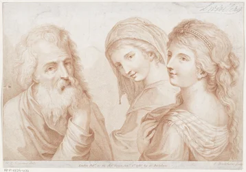 Deux jeunes femmes et un vieil homme