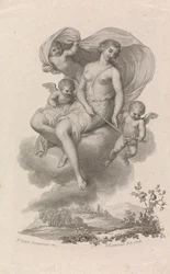 Vénus avec trois cupidons dans le ciel