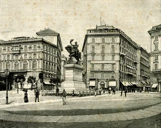 Monument à Victor-Emmanuel II (1820-1878), par Francesco Barzaghi (1839-1892), Piazza Corvetto, Gênes, Ligurie, Italie