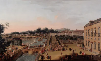 Ferdinand VI et Barbara de Bragance dans les jardins d
