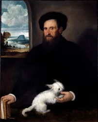 Portrait du gentilhomme avec le petit chien