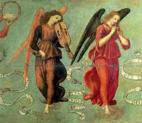 Anges jouant du violon et de la flûte, vers 1475-97, détail de 64871