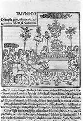 Gravure dans « Hypnerotomachia Polyphili » (le songe de Poliphile) par le moine dominicain Francesco Colonna, Venise