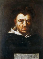 Portrait de Tommaso Campanella (1568-1639), philosophe dominicain italien, peinture de Francesco Cozza (1605-1682), vers 1630