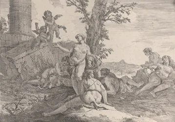 Six nymphes et deux putti, des Bacchanales et Histoires, 1744