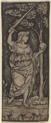 Figure allégorique : Femme avec épée et sphère