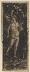 Chérubin sur un vase avec inscription : "SOLI DEO HONOR"