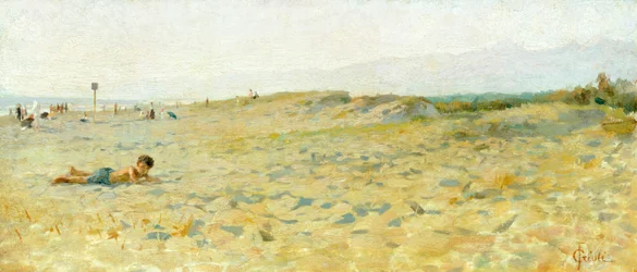 Plage à Cinquale par Francesco Gioli (1846-1922)