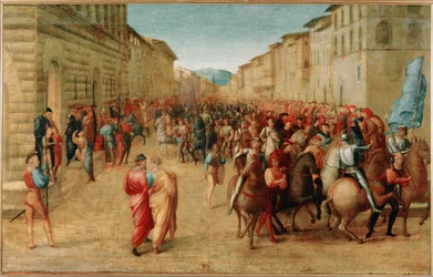 Entrée du roi Charles VIII de France dans la ville de Florence (huile sur bois)