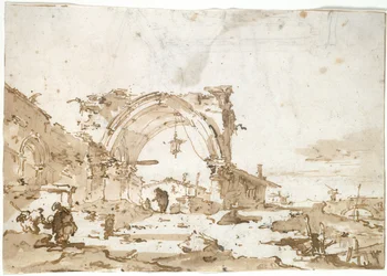 Un caprice avec une arche gothique en ruine