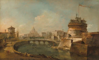 Vue fantaisiste du château Saint-Ange, Rome, vers 1785 (huile sur toile)