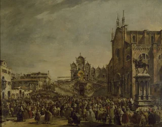 Le pape Pie VI bénissant la multitude sur le Campo SS. Giovanni et Paolo, XVIIIe siècle