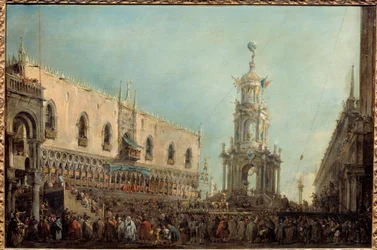 Le Doge de Venise assiste aux célébrations du Jeudi Gras sur la Piazzetta di San Marco