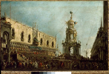 Le doge de Venise assiste aux célébrations du Mardi gras sur la Piazzetta di San Marco