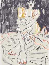 Femme assise, plongée dans ses pensées