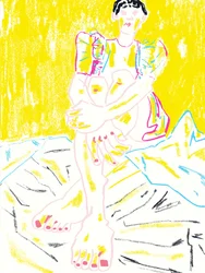 Figure assise pleine de vie