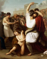 Italie, Milan, Peinture du prêtre troyen Laocoon, détail
