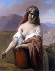 Rebecca au puits. Peinture de Francesco Hayez. Accademia di Brera. Milan