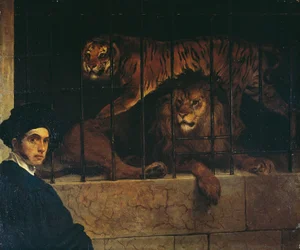 Autoportrait avec un tigre et un lion
