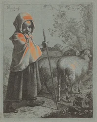 Jeune bergère avec troupeau, 1758