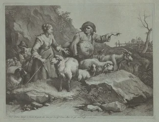 Paysans avec un sac et deux bergères, après 1765