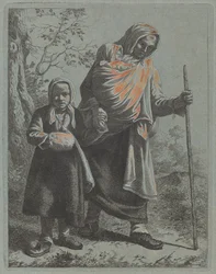 Paysanne avec bébé et petite fille