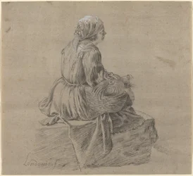 Femme paysanne assise