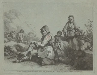 Berger assis et une paysanne avec un panier, 1759-1782
