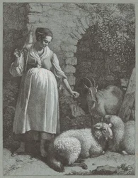 Femme filant du fil près d