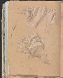 Carnet de croquis de Vérone : Études de draperie page 90, 1760