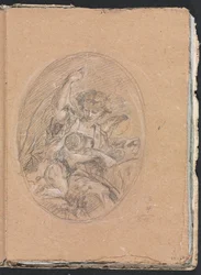 Carnet de croquis de Vérone : Figure avec enfant dans un médaillon (page 67)