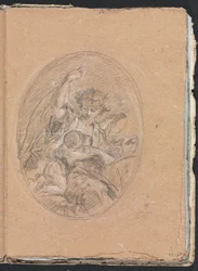 Carnet de croquis de Vérone : Figure avec enfant dans un médaillon, page 67, 1760