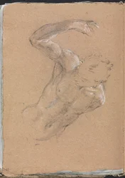 Carnet de croquis de Vérone : Nu masculin avec bras droit levé, page 32, 1760