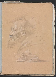 Carnet de croquis de Vérone : Moine de profil avec draperie page 87, 1760
